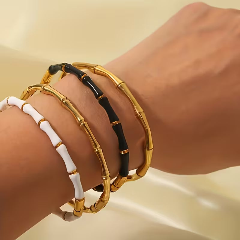 Gold Tone Bamboo Link Bracelet