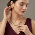 Gold Finished Evil Eye Pave Pendant Necklace Combo Set