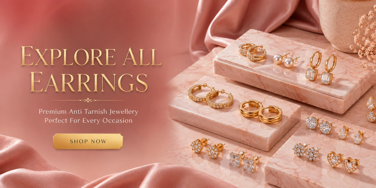 SHIVANICO Premium Anti Tarnish Gold Plated Earrings Collection Banner for Women